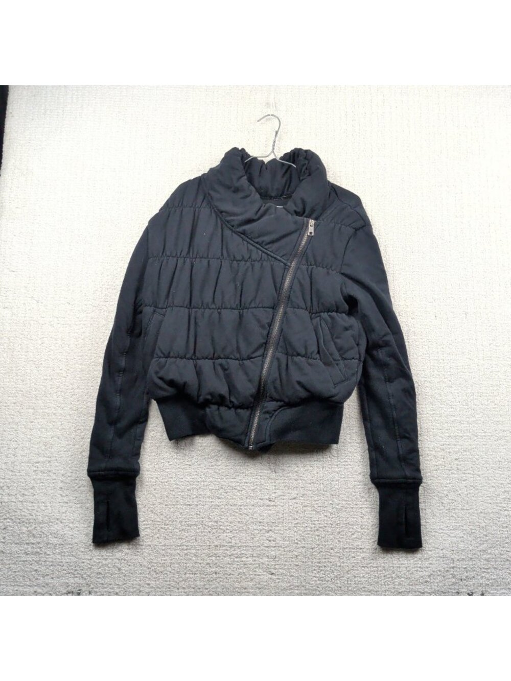 Lululemon Athletica Rejuvenate Puffer Jacket Women Black Asymmetric Zip Wom Sz 8